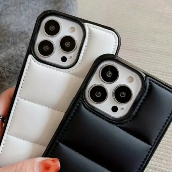 CASELY iPhone 14 PRO MAX Hard Shell Case Puffer Solid PINK WHITE BLACK GREEN NEW - Picture 2 of 12